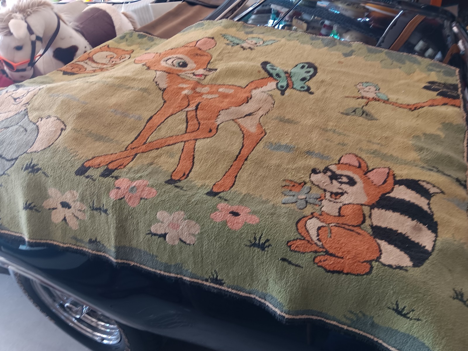 VINTAGE 40'-50's RARE DISNEY BAMBI THUMPER   RUG or WALL HANGING 58