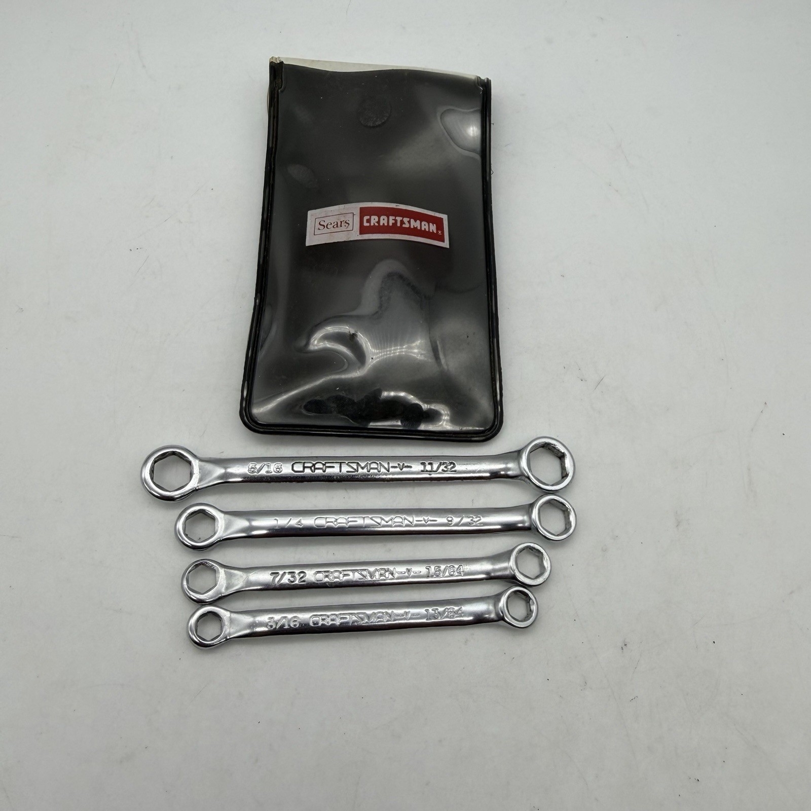 Vintage Craftsman 4379 4-Pc Midget Box End Wrench Set SAE USA w/Pouch