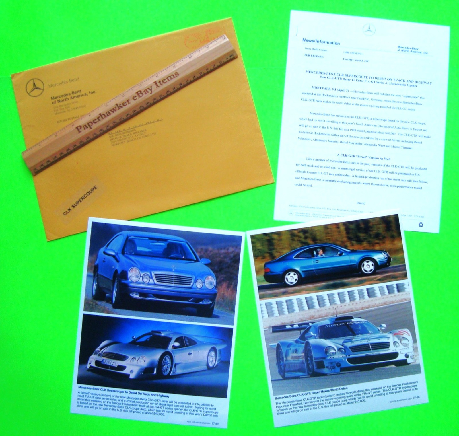 1997 MERCEDES BENZ CLK SUPER-COUPE & GTR RACE CAR PRESS KIT Brochure PHOTOS Xlnt 1997 MERCEDES BENZ CLK SUPER-COUPE & GTR RACE CAR PRESS KIT Brochure PHOTOS Xlnt