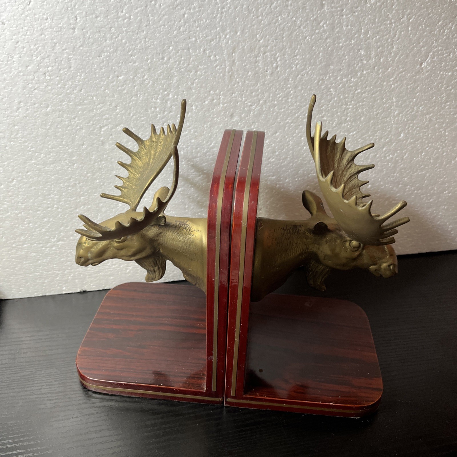 Vintage Gatco Solid Brass Moose Head Bookend Set