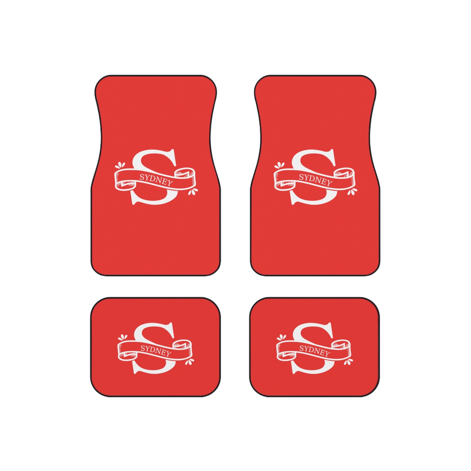 Monogram S Car Floor Mats | Personalized Initial Banner Auto Front Mats