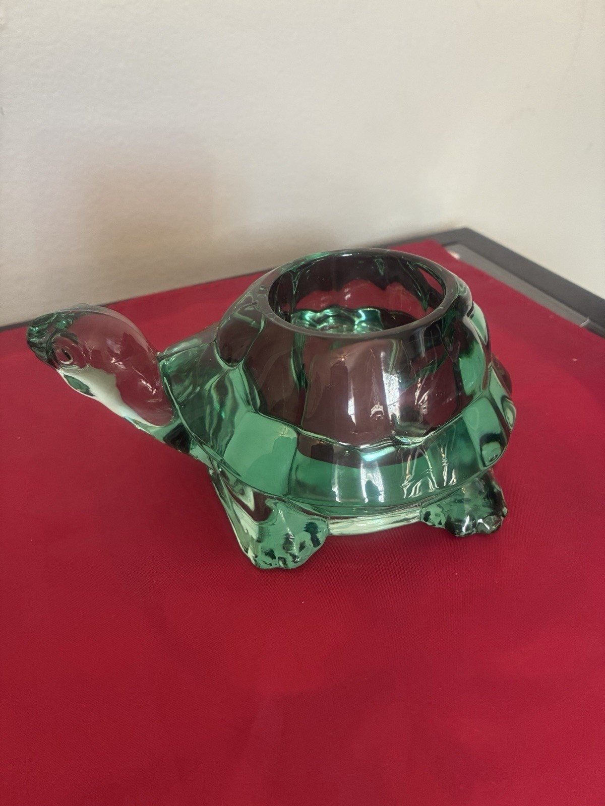 Vintage Indiana Glass Green Turtle Figurine Tea Light Votive Candle Holder Heavy Vintage Indiana Glass Green Turtle Figurine Tea Light Votive Candle Holder Heavy