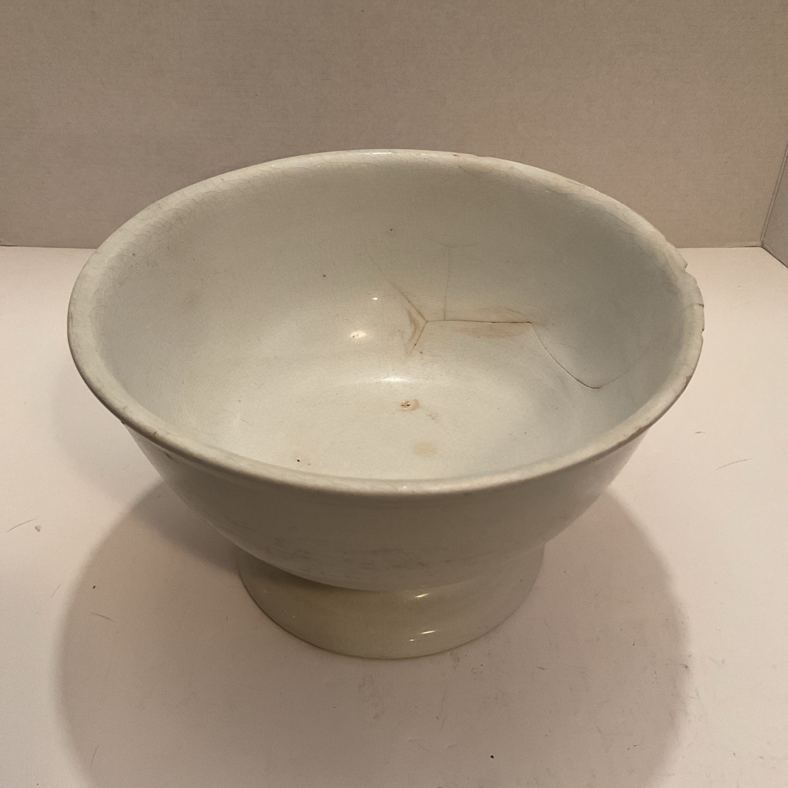 Antique White Ironstone FOOTED Bowl J&G Meakin Hanley England 10” Diam. 6