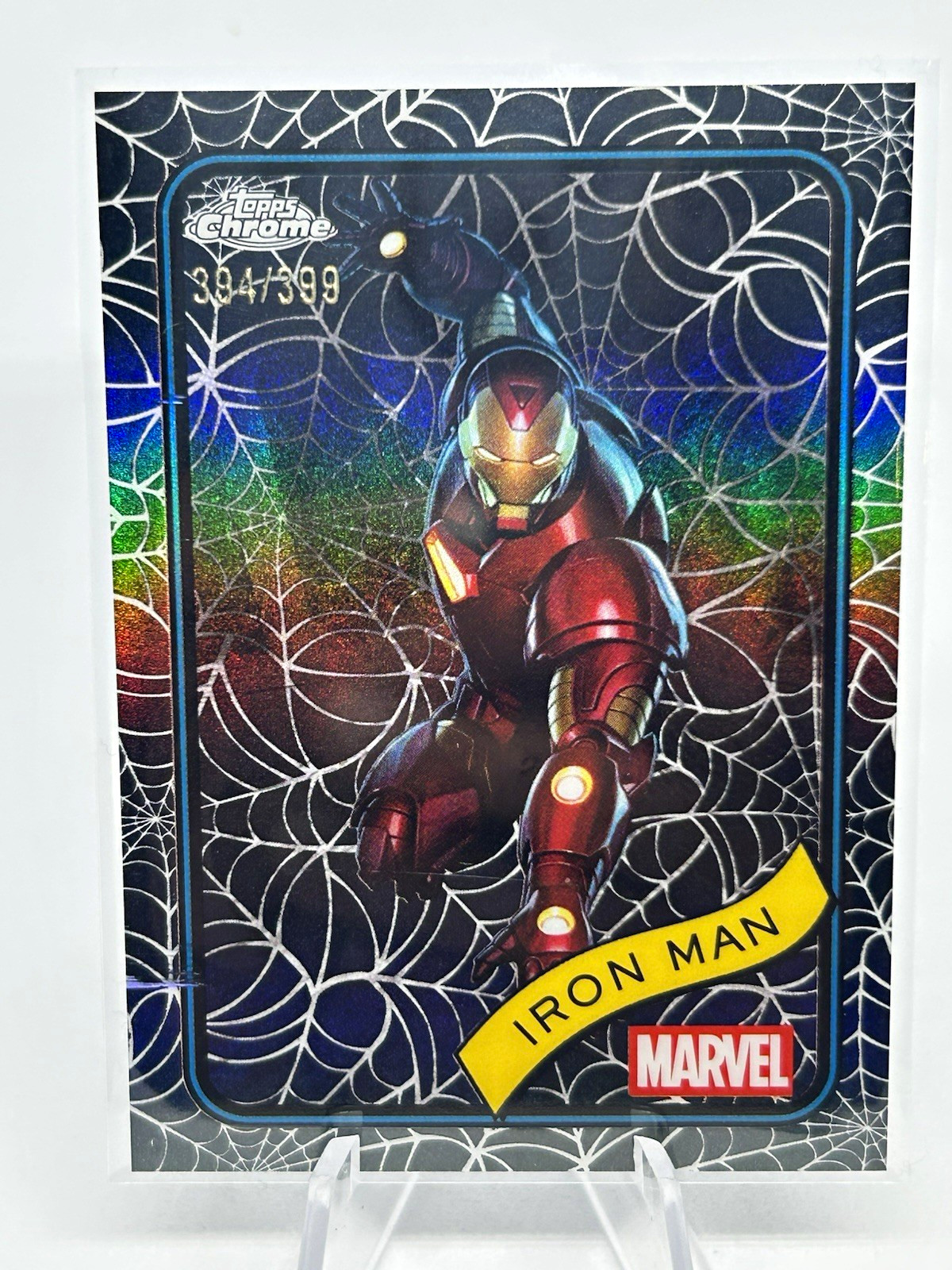 2025 Topps Chrome Marvel Iron Man #1 Serial Numbered /399 Spider Web