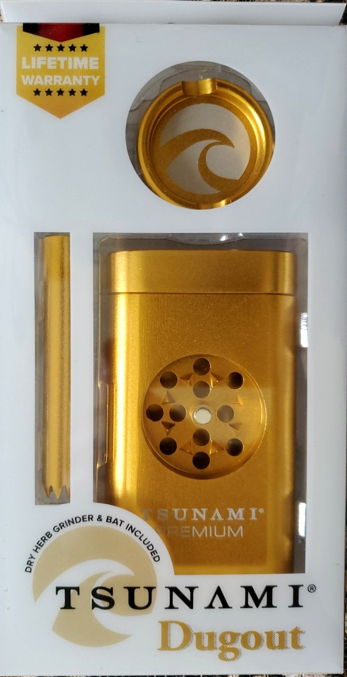 TSUNAMI PREMIUM MAGNETIC DUGOUT GRINDER *USA* GOLD TSUNAMI PREMIUM MAGNETIC DUGOUT GRINDER *USA* GOLD