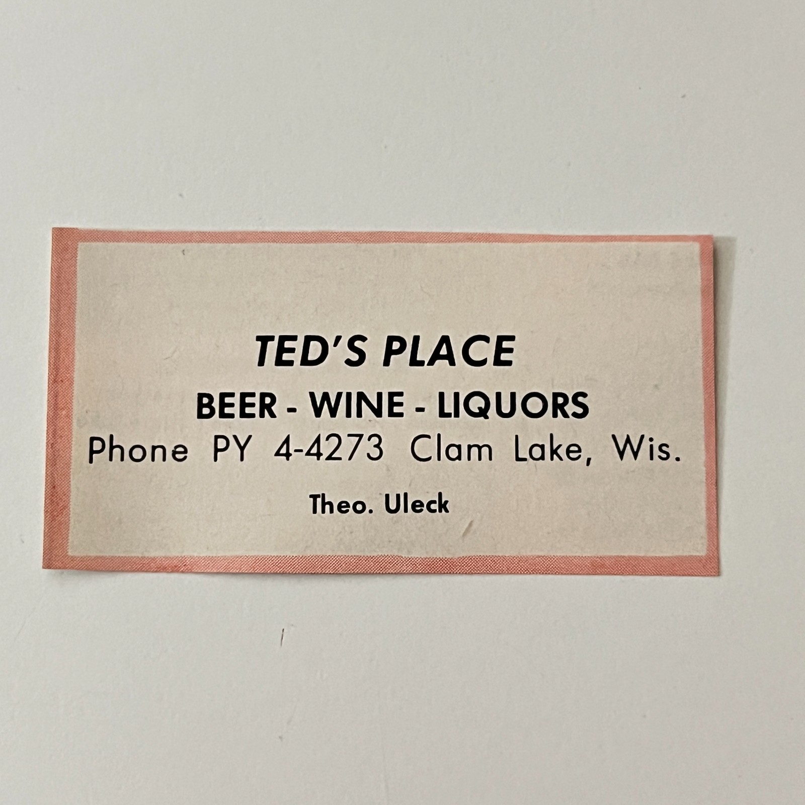 Ted\'s Place Beer Wine Liquors Theo Uleck Clam Lake WI 1963 WI Ad TAK2-S5