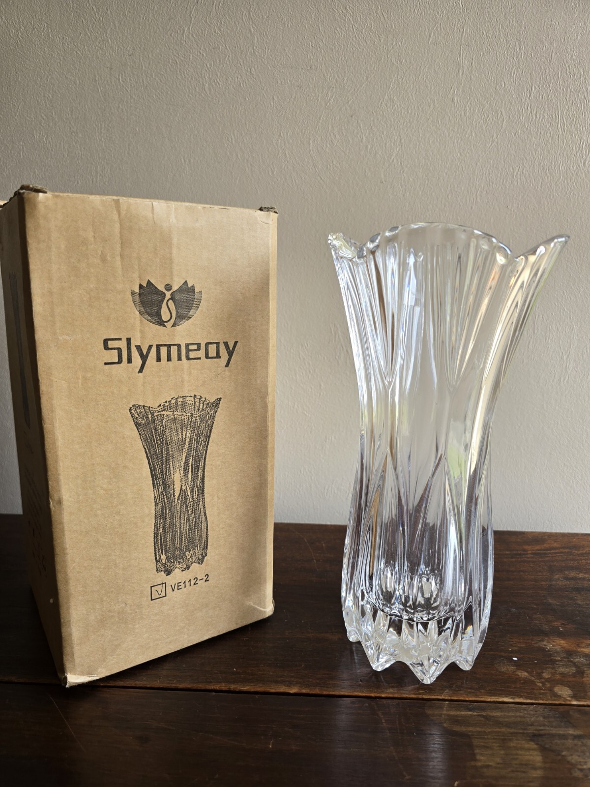 Slymeoy Clear Etched Heavy Glass Flower Vase