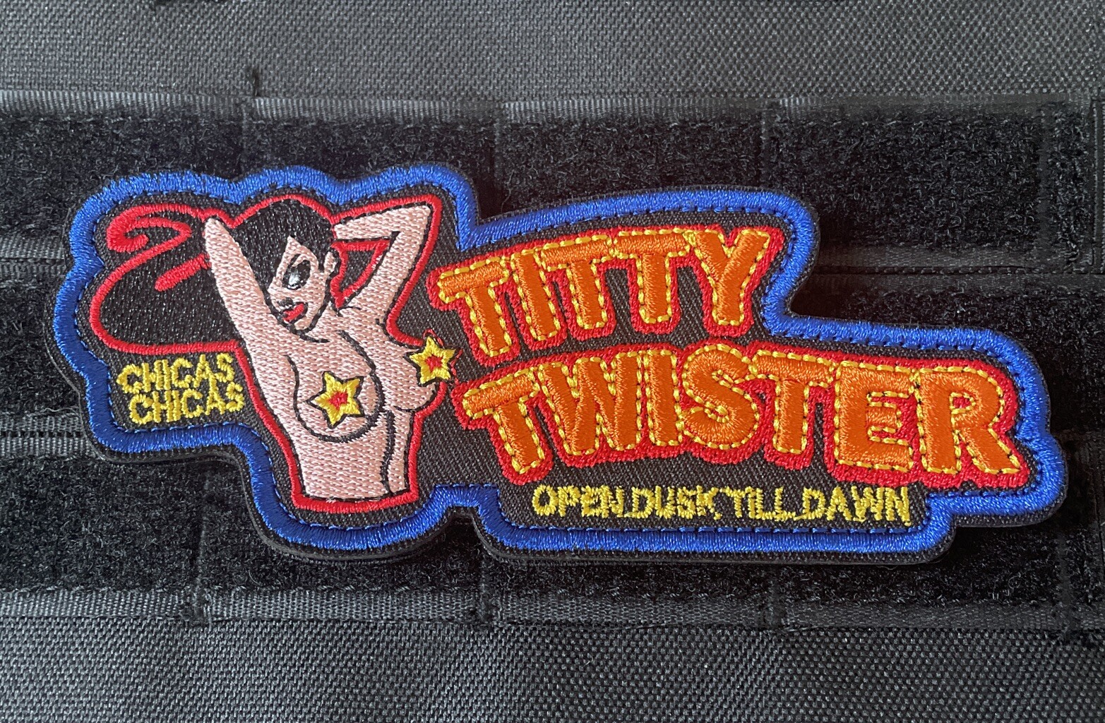 Large Titty Twister Dusk Till Dawn Tactical Vintage Hook Loop Patch Large 5.3”