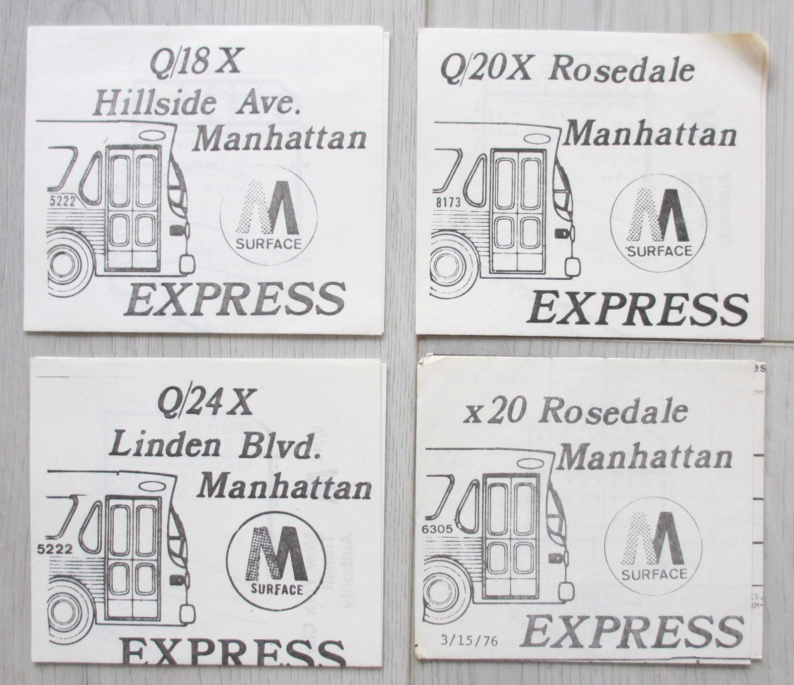 Lot of 4 Vintage 1970s New York City Bus Timetables Queens Manhattan Express NYC