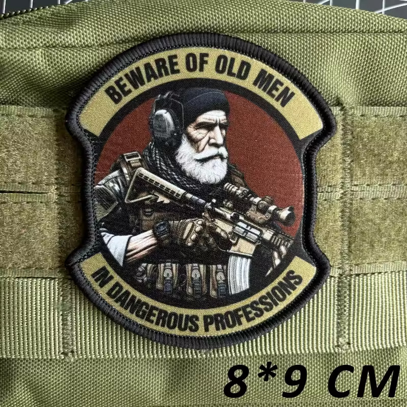 Beware of Old Men in Dangerous Professions Embroidered Airsoft Morale Patch