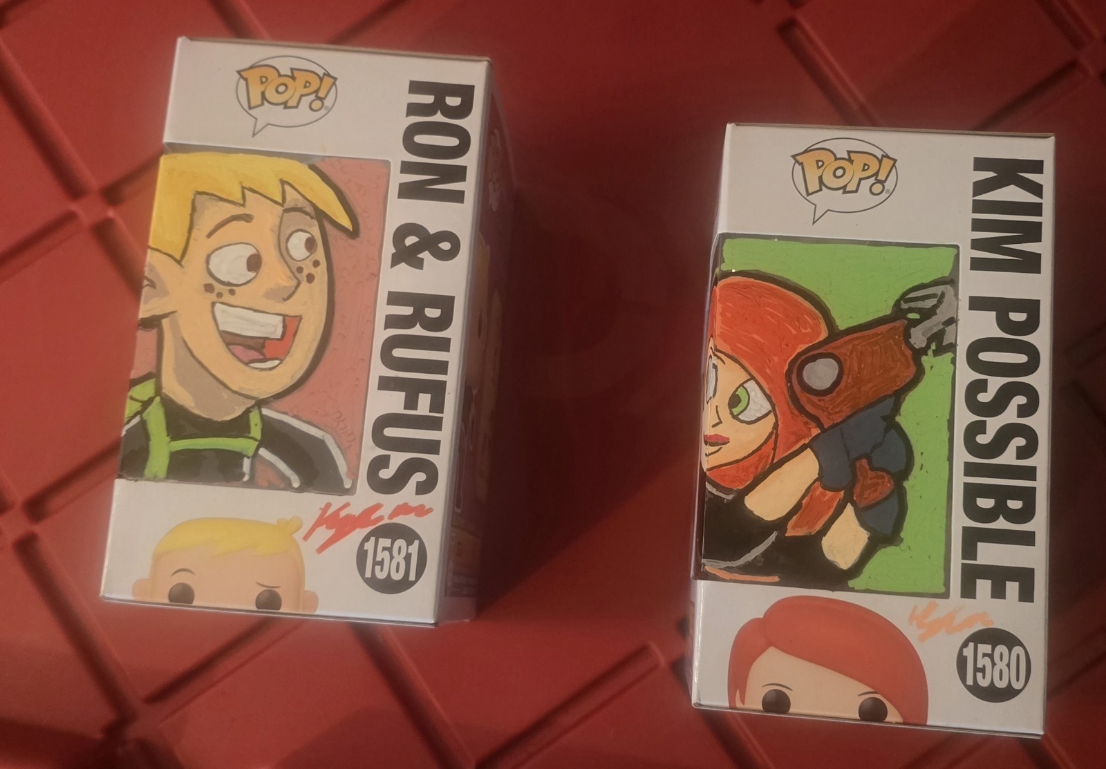 Kim Possible Ron Stoppable Rufus Funko Pop #1580 #1581 Custom Art Lot