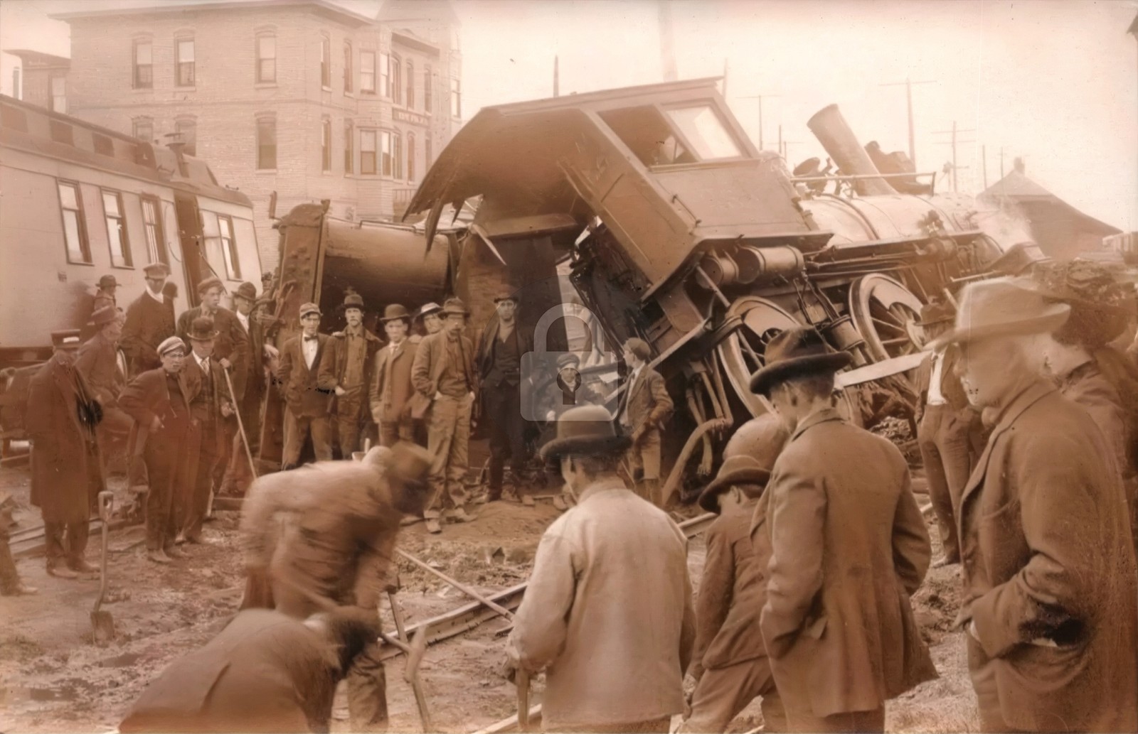 Train Wreck Aitkin Minnesota MN Railroad Depot c1910 RPPC Photo Postcard COPY
