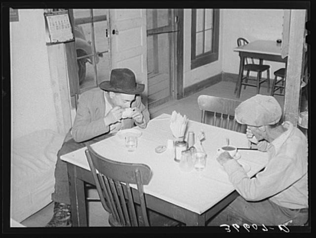 Photo:Pie Town New Mexico 1940 Farmers in Cafe FSA Russell Lee