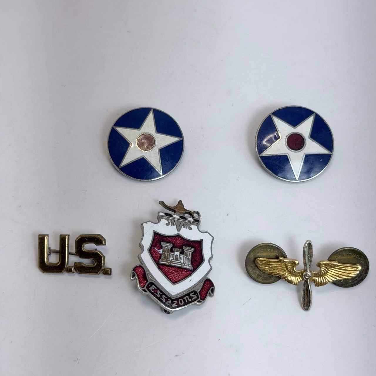 Vintage US Military Insignia Pin Lot N.S. Meyer U.S. Army Air Corps Essayons