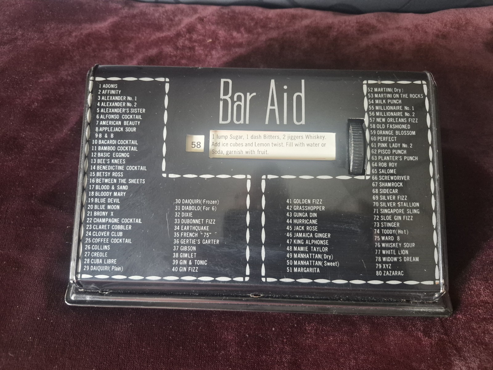 Vintage 1950s  Bar Aid Rolodex- Drink Recipe Wheel Bartender- Made in Japan-NM