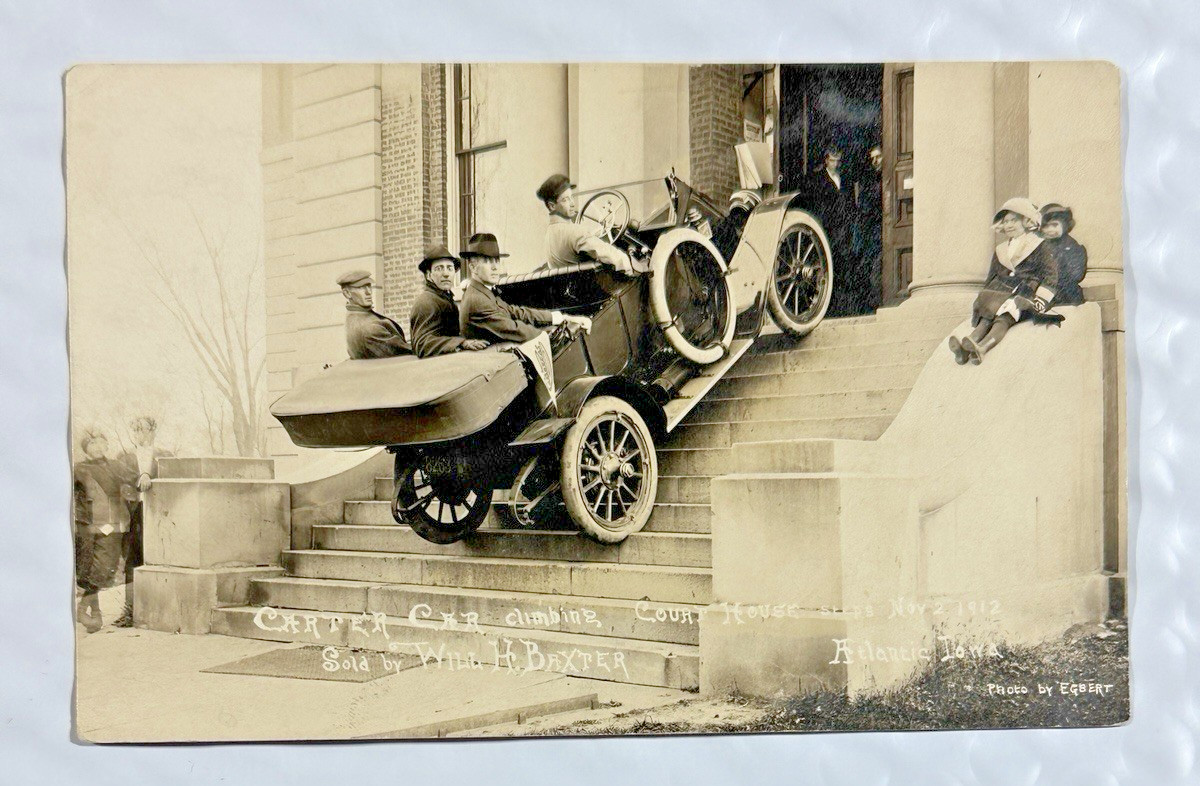 1912 RPPC Carter Car Advertisement Atlantic Iowa IA Automobile Real Photo Lot A