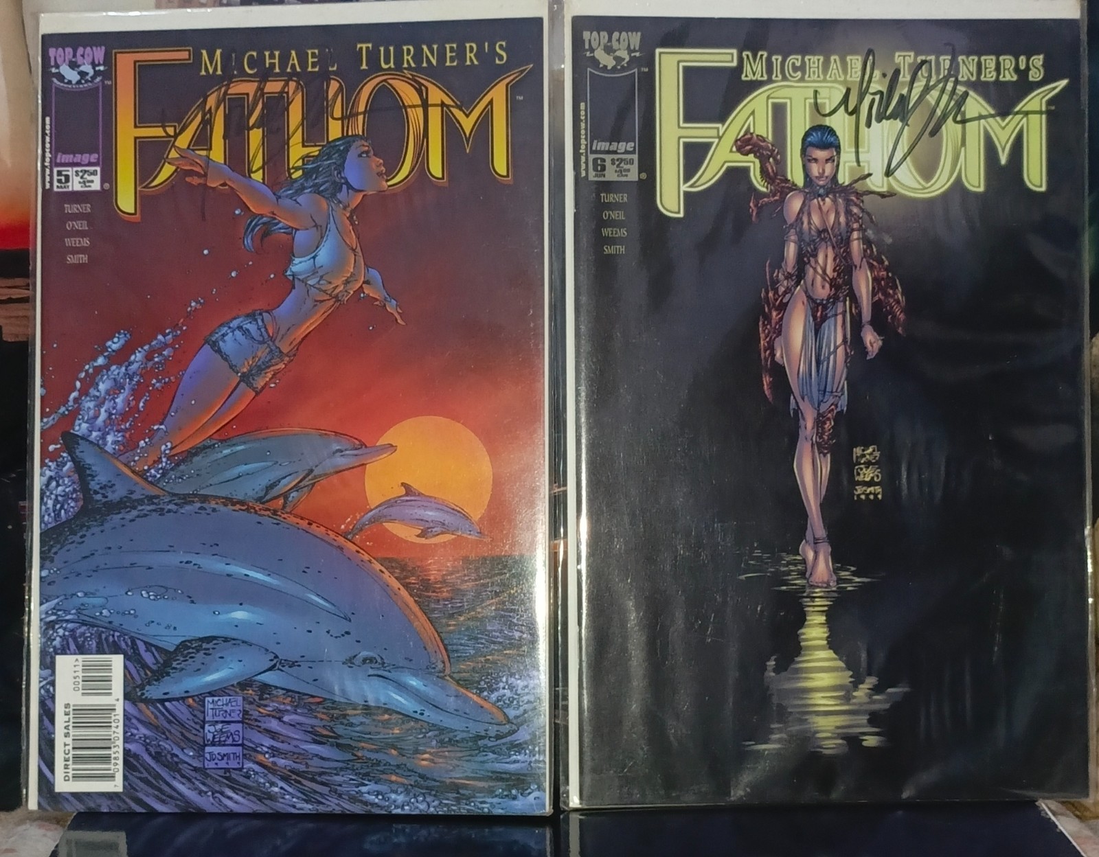 FATHOM #5, 6, 7 & 12 (Image Comics April 1999) ALL SIGNED by Michael Turner RIP
