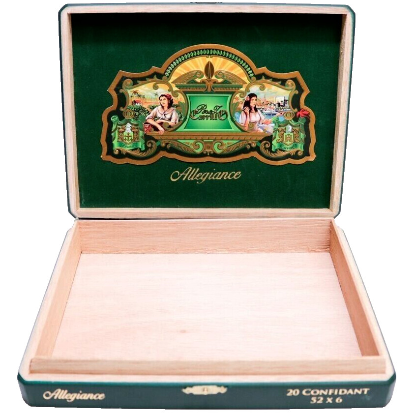 Perez Carrillo Allegiance Confidant Empty Wood Cigar Box 9.5