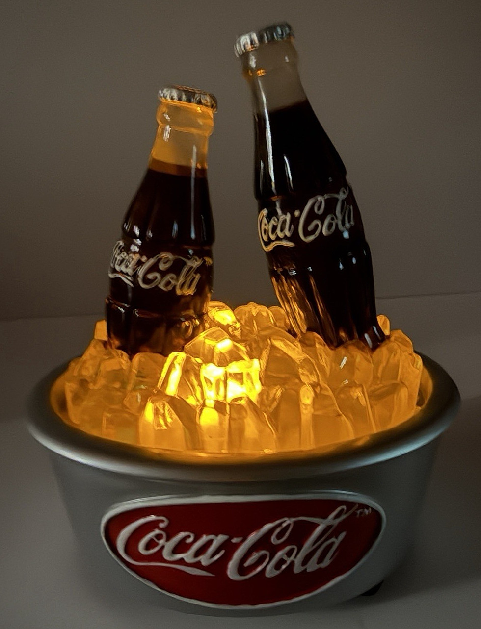 Coca-Cola 2 Bottle Fountain Lighted Battery Operated Display w Original Box VTG