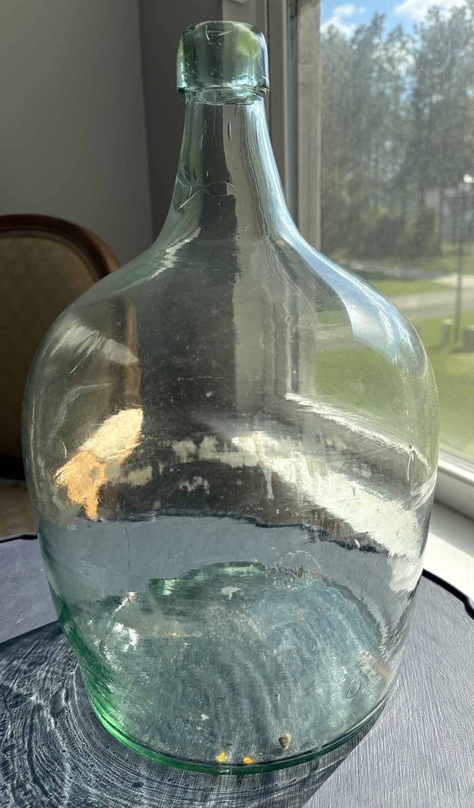 Vintage Green Glass Jug 15” Tall Demijohn Carboy Bottle Pickup S Georgia Antique