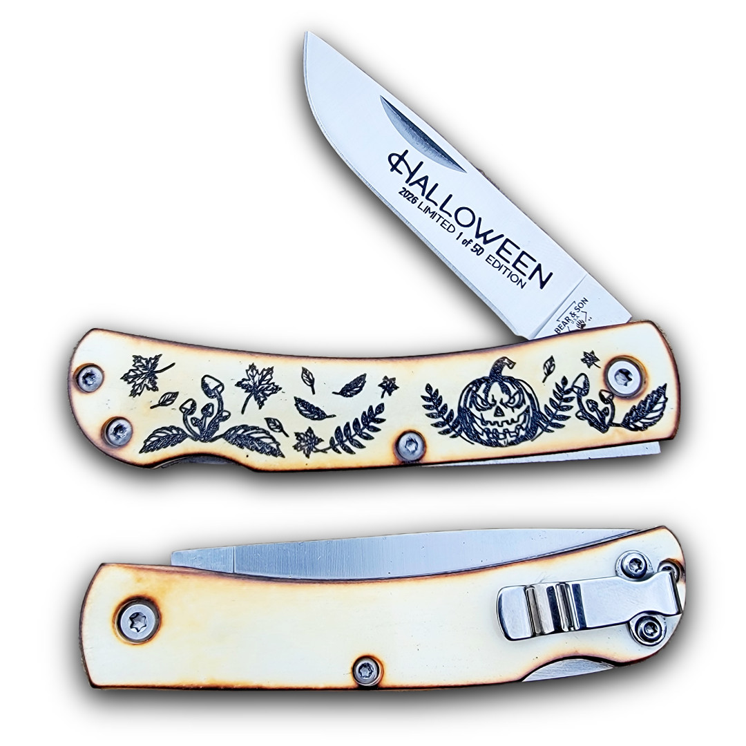 BEAR & SON CUTLERY USA HALLOWEEN 2026 TORCHED BONE SMALL FARMHAND KNIFE 50 MADE