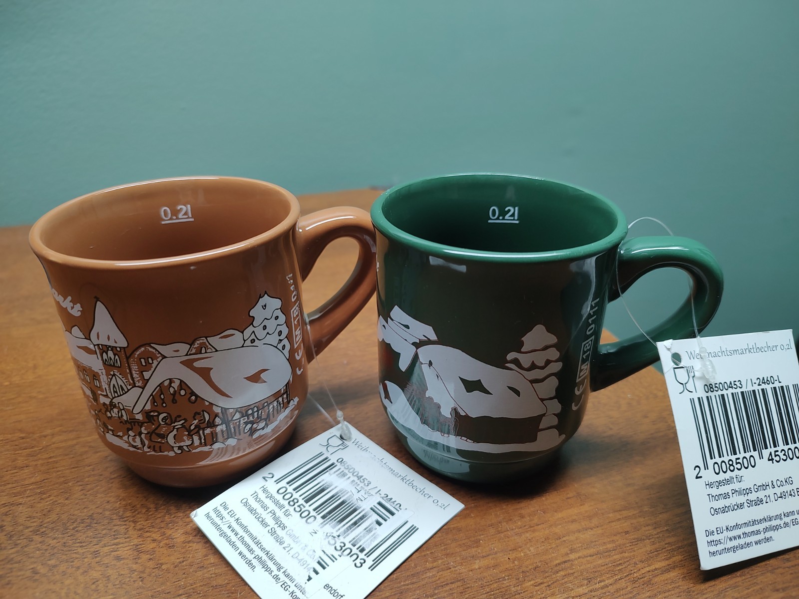 2 Weihnachtsmarkt becher Mulled Wine Mug Cup Germany Kitalia era 3-1/2\