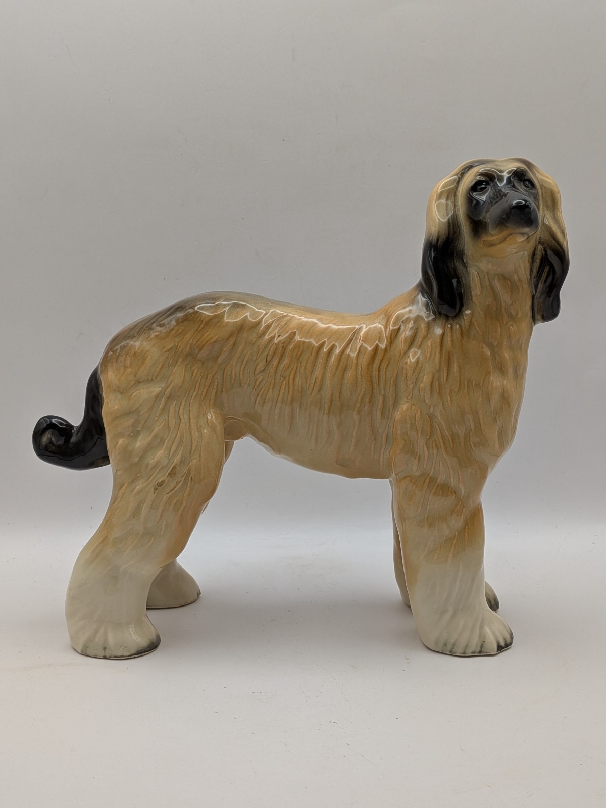 Coopercraft Afghan Hound Dog Ceramic Figurine Vintage 1970s H17cm W20cm