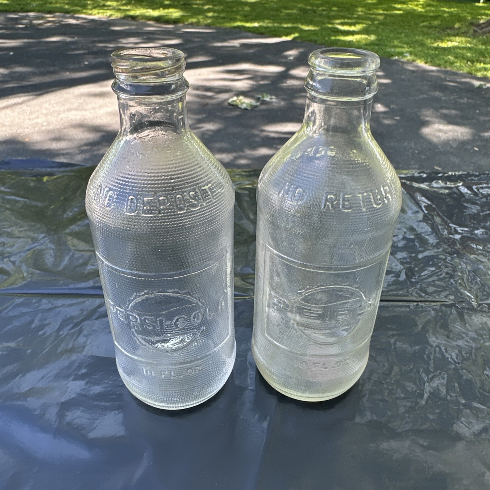 2 Vintage PEPSI COLA 10 Fl oz Textured Embossed Clear Glass Soda Bottle 2 Vintage PEPSI COLA 10 Fl oz Textured Embossed Clear Glass Soda Bottle