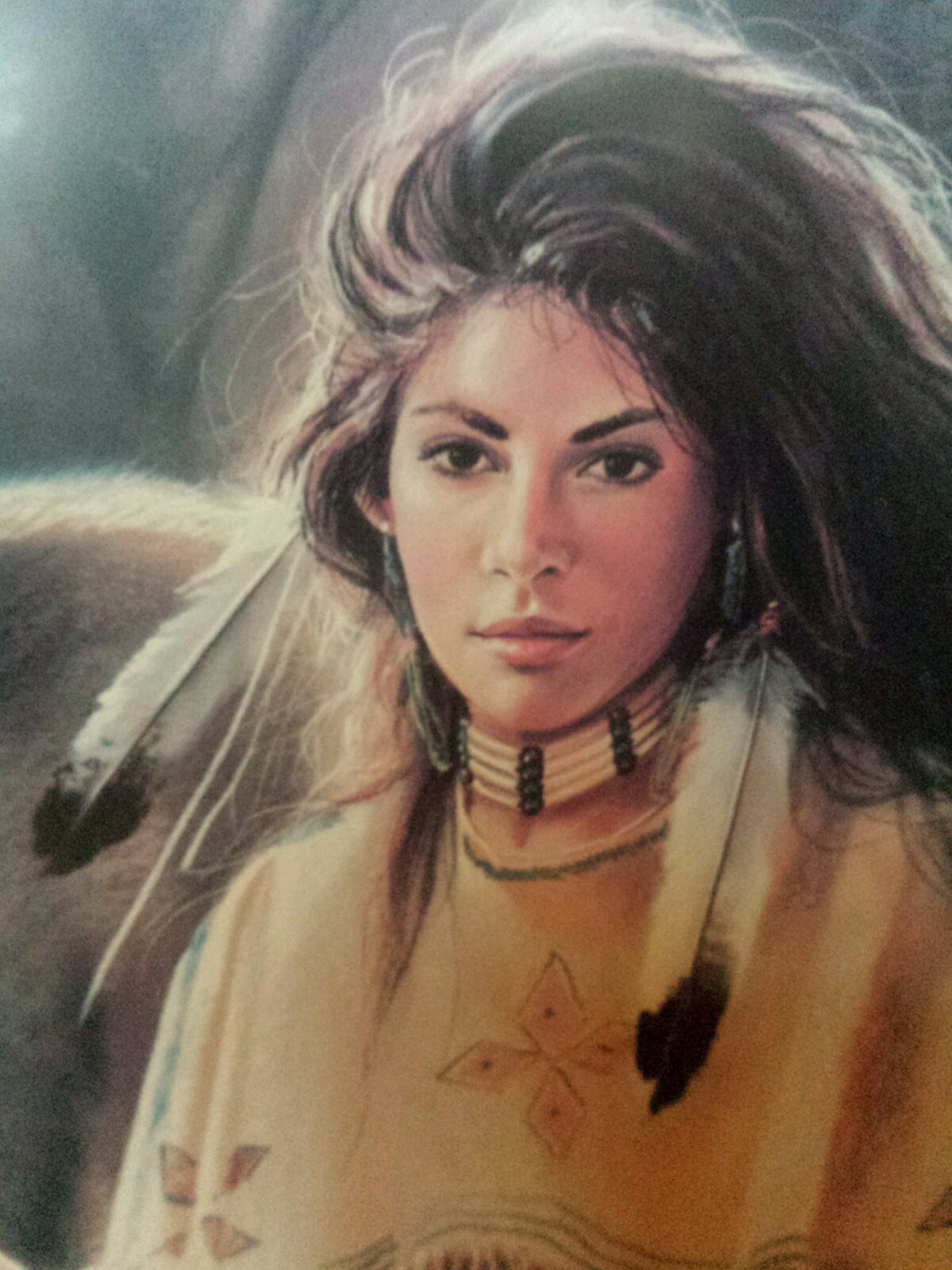 Traditional Native American Woman Deer Matted Framed Print Nature Harmony