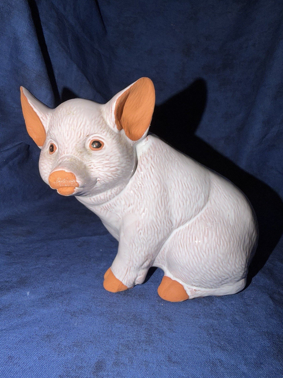 Vintage-Terra Cotta Pig Figurine-80s-90s-Farmhouse Decor