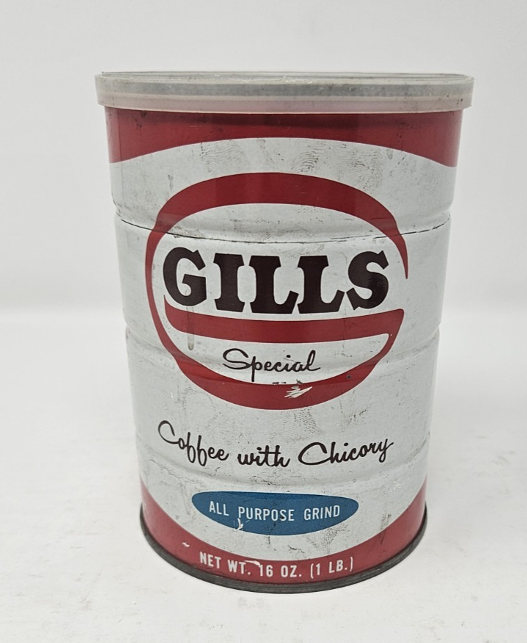 Vintage Gill’s Coffee Can Tin Norfolk VA Chicory 16 oz. James Gill Co