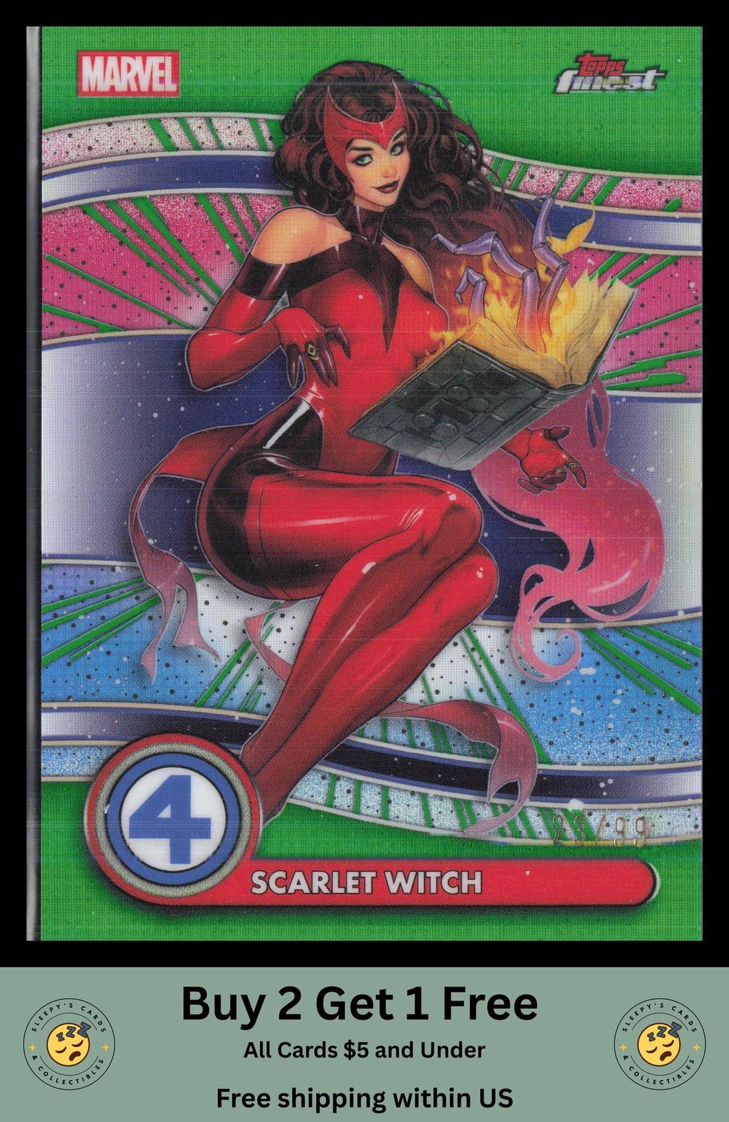 Scarlet Witch 2026 Finest Fantastic Four #076 Green Refractor