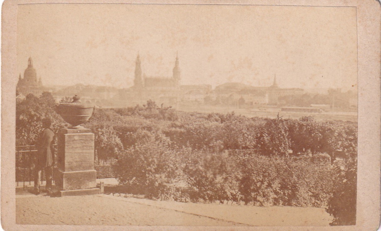 Photo CDV of a Scene From The Palace Garden of Dresden Saxony Germany 1870\'s