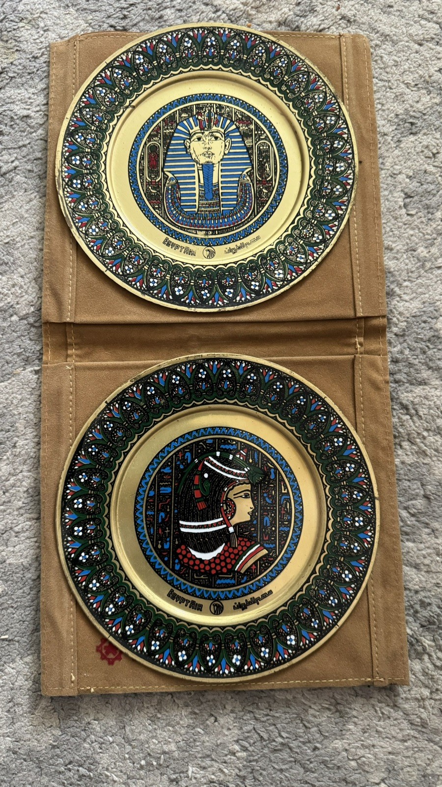 Vintage EgyptAir  6.5” plates in original suede pouch