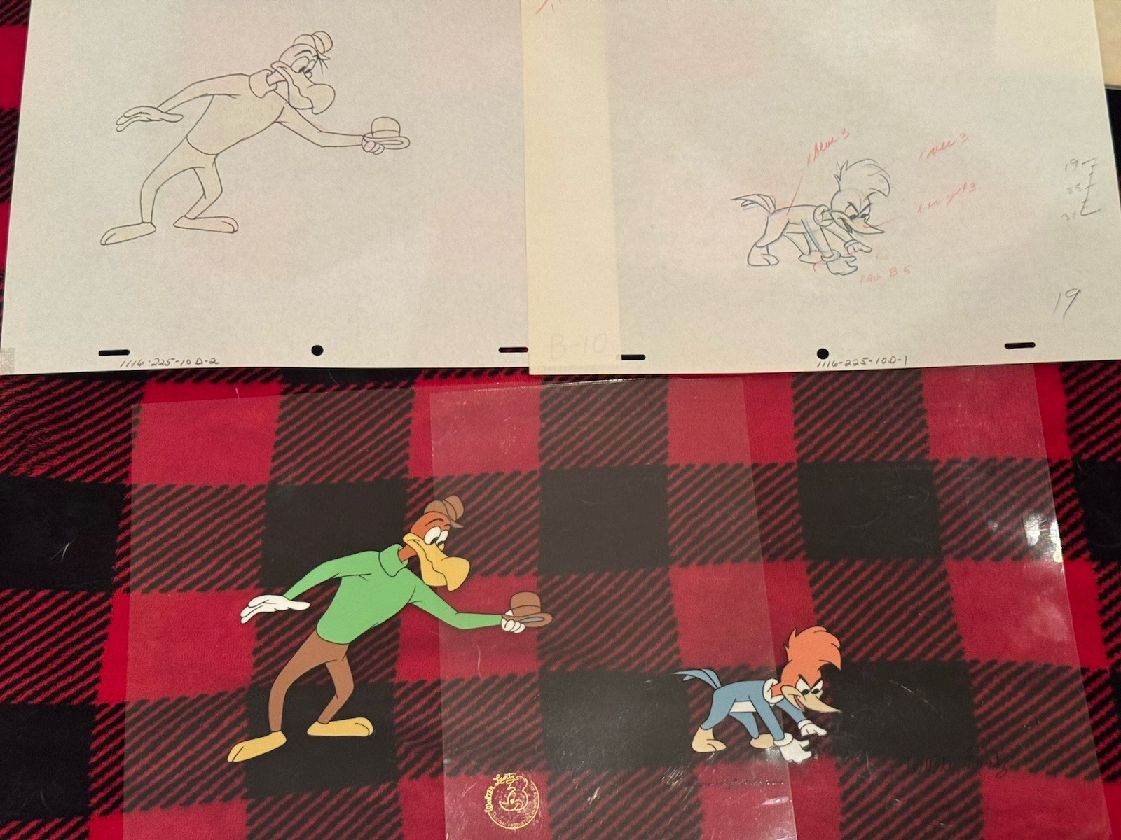 woody woodpecker 4 Piece Cel Signed By Walter Lantz Hand Painted Vintage