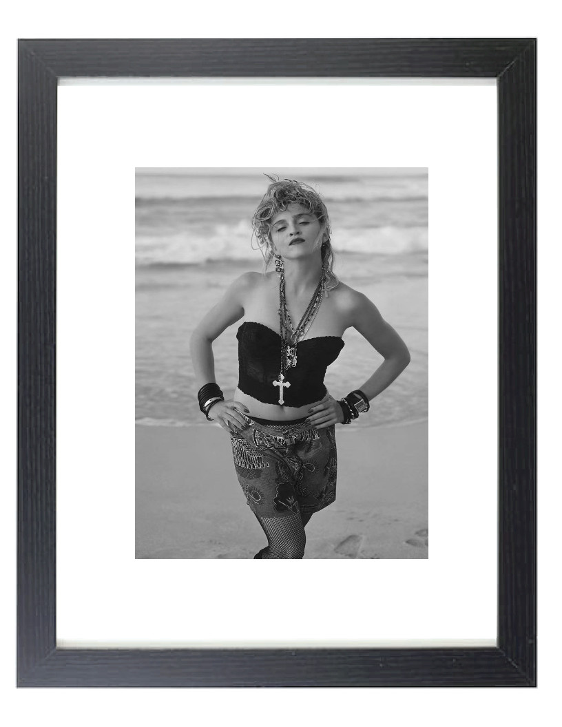 80s & 90s Pop Music Star Madonna at The Beach Matted & Framed Photo Picture