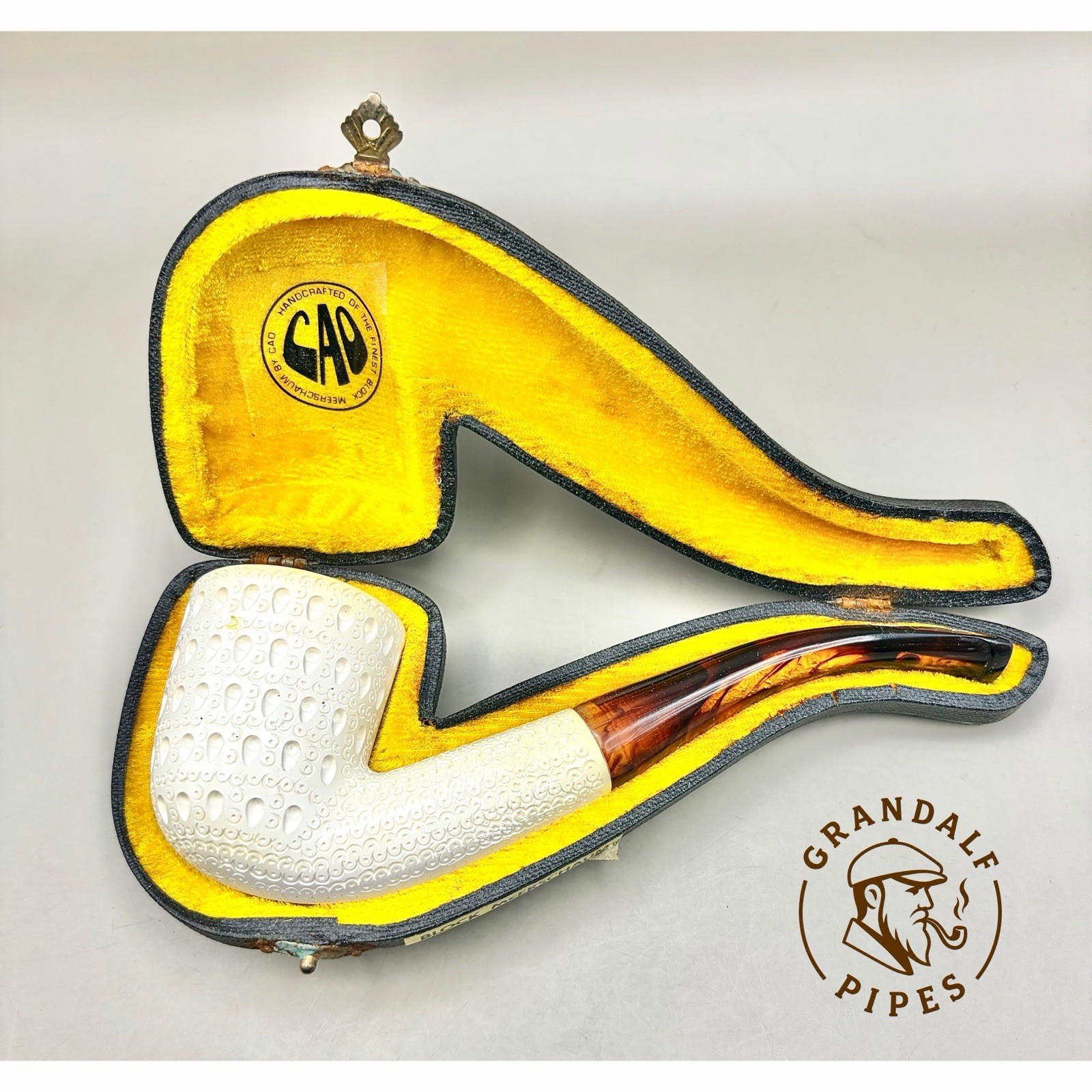 CAO Lattice Block Meerschaum Pipe NOS Unsmoked w/ Case Turkey
