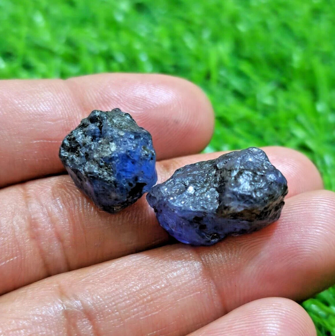 Natural Earth Mined Blue Tanzanite Rough 2 Pcs Lot Size 20-22 MM Loose Gemstone