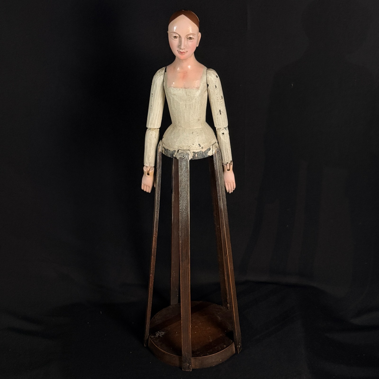 Antique Vintage Carved Wood Santos Cage Doll Figure Articulated 28.5\