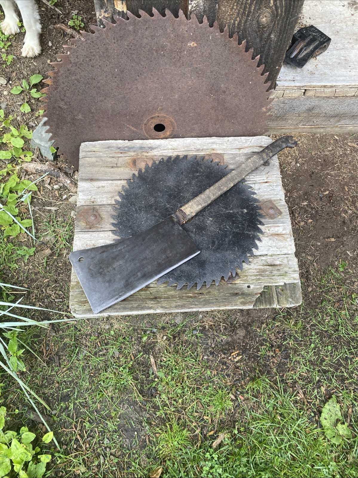 Antique Hog Splitter Butcher Cleaver Huge 30”Long w/ 12”Blade Nice
