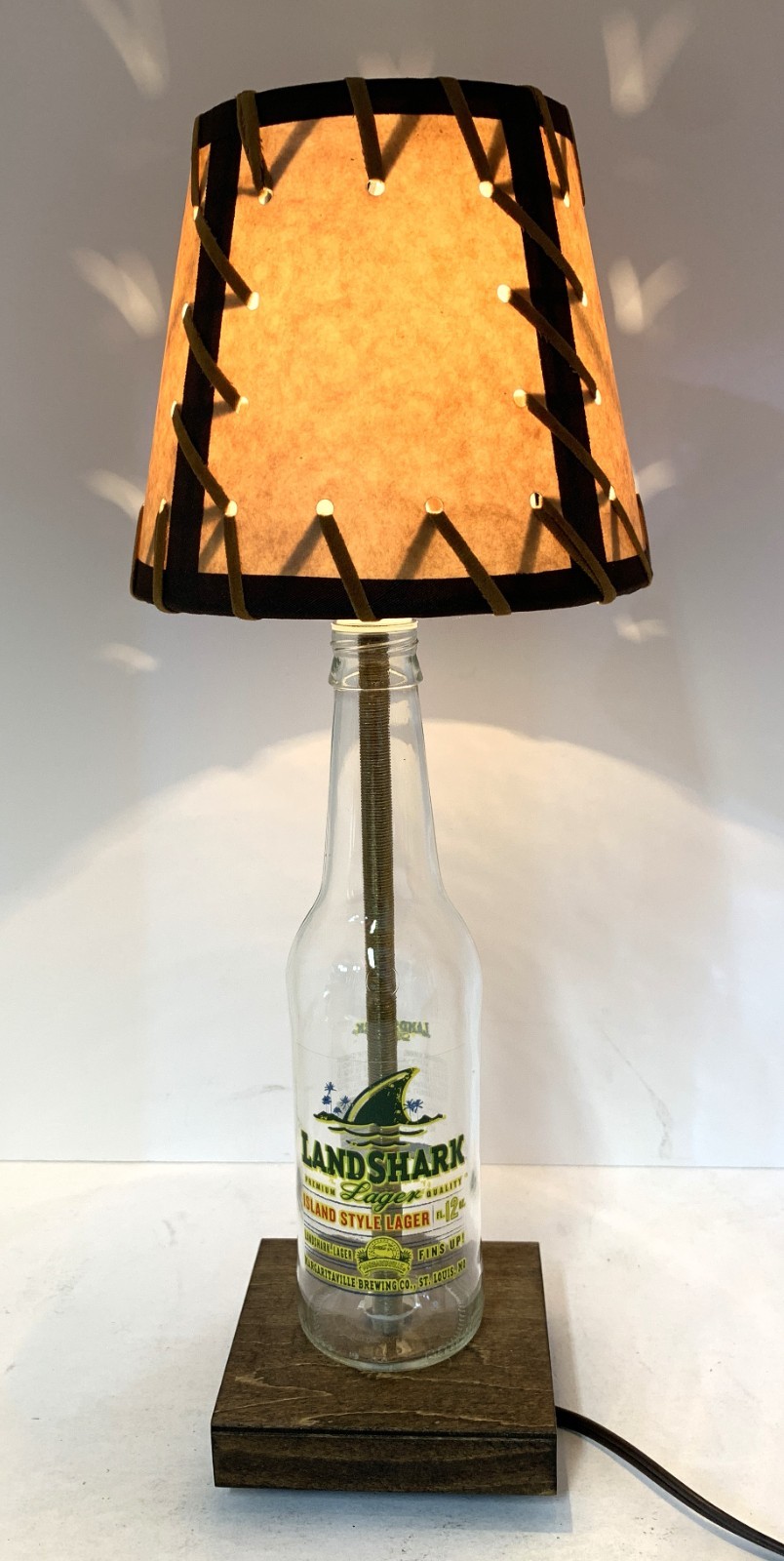 Land Shark Margaritaville Beer Bottle TABLE LAMP with Double Laced Shade & Bulb Land Shark Margaritaville Beer Bottle TABLE LAMP with Double Laced Shade & Bulb