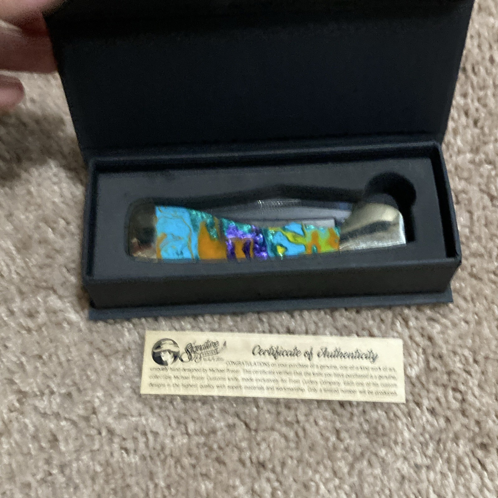 Michael V. Prater Customs Pocketknife 1-Blade Clip Point Slipjoint Multicolor