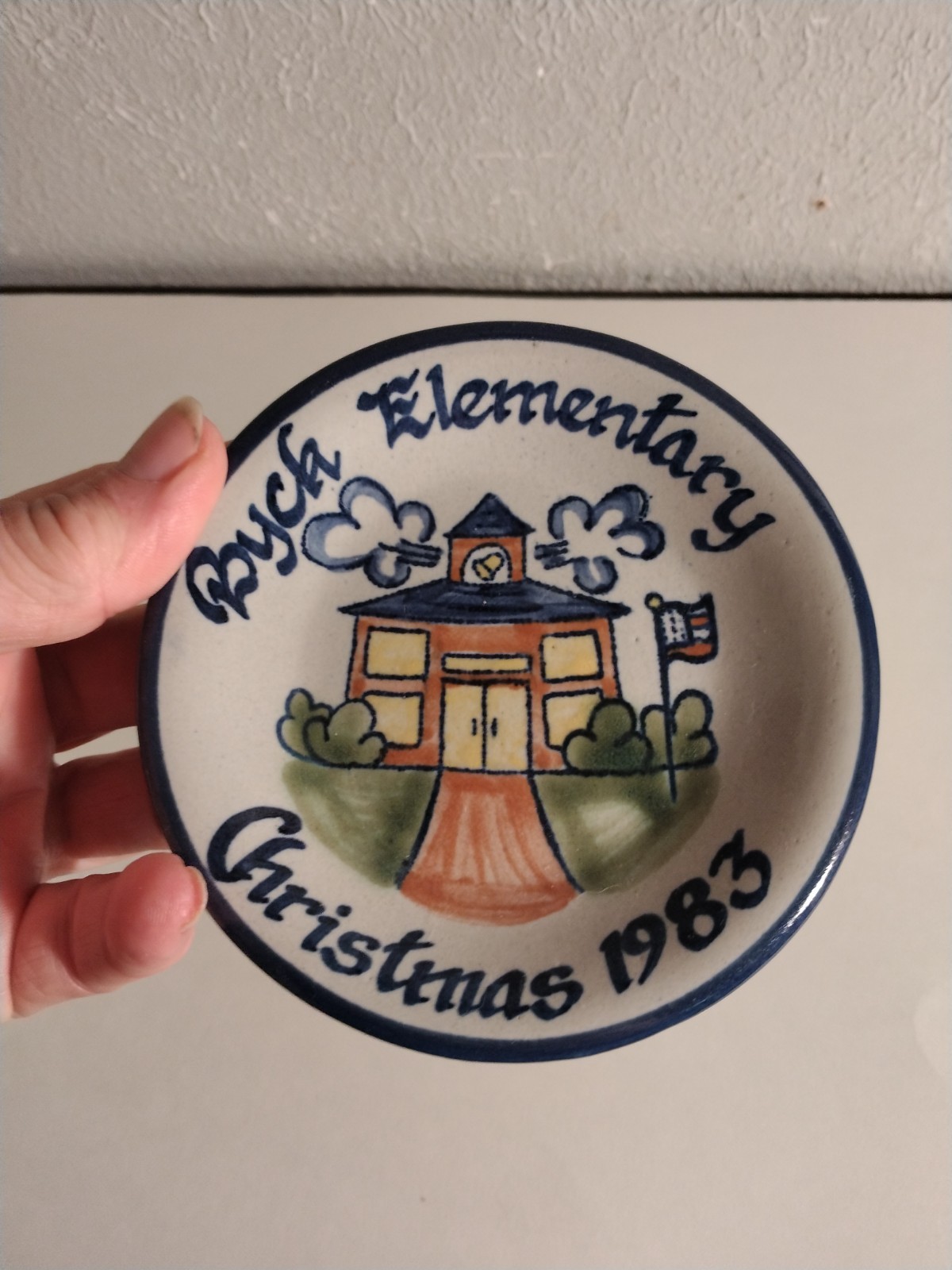 VTG Louisville Stoneware BYCK ELEMENTARY SCHOOL CHRISTMAS 1983 MINI PLATE