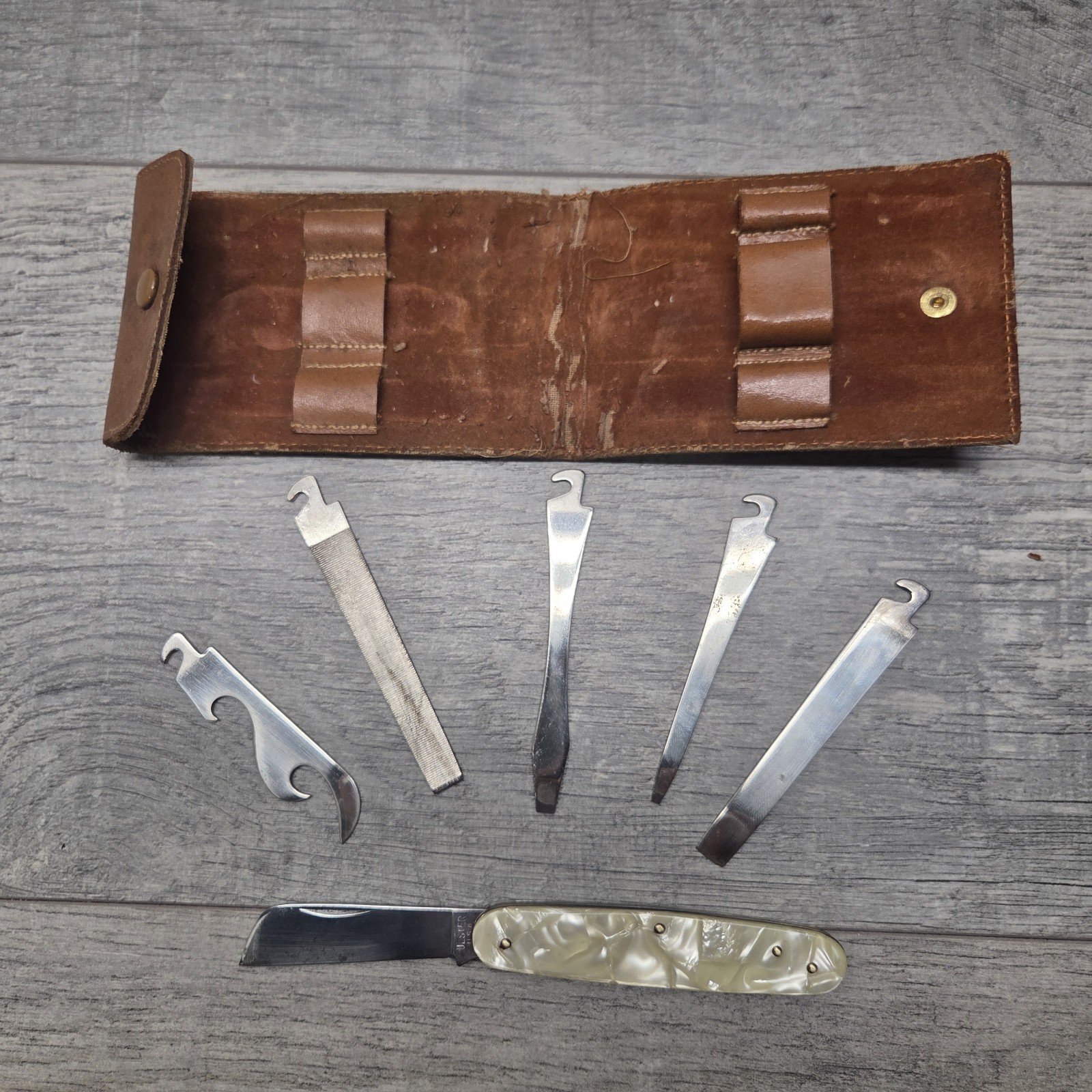 Vintage Ulster USA Chrysler Master Technician Knife Tool Set Mopar Pouch