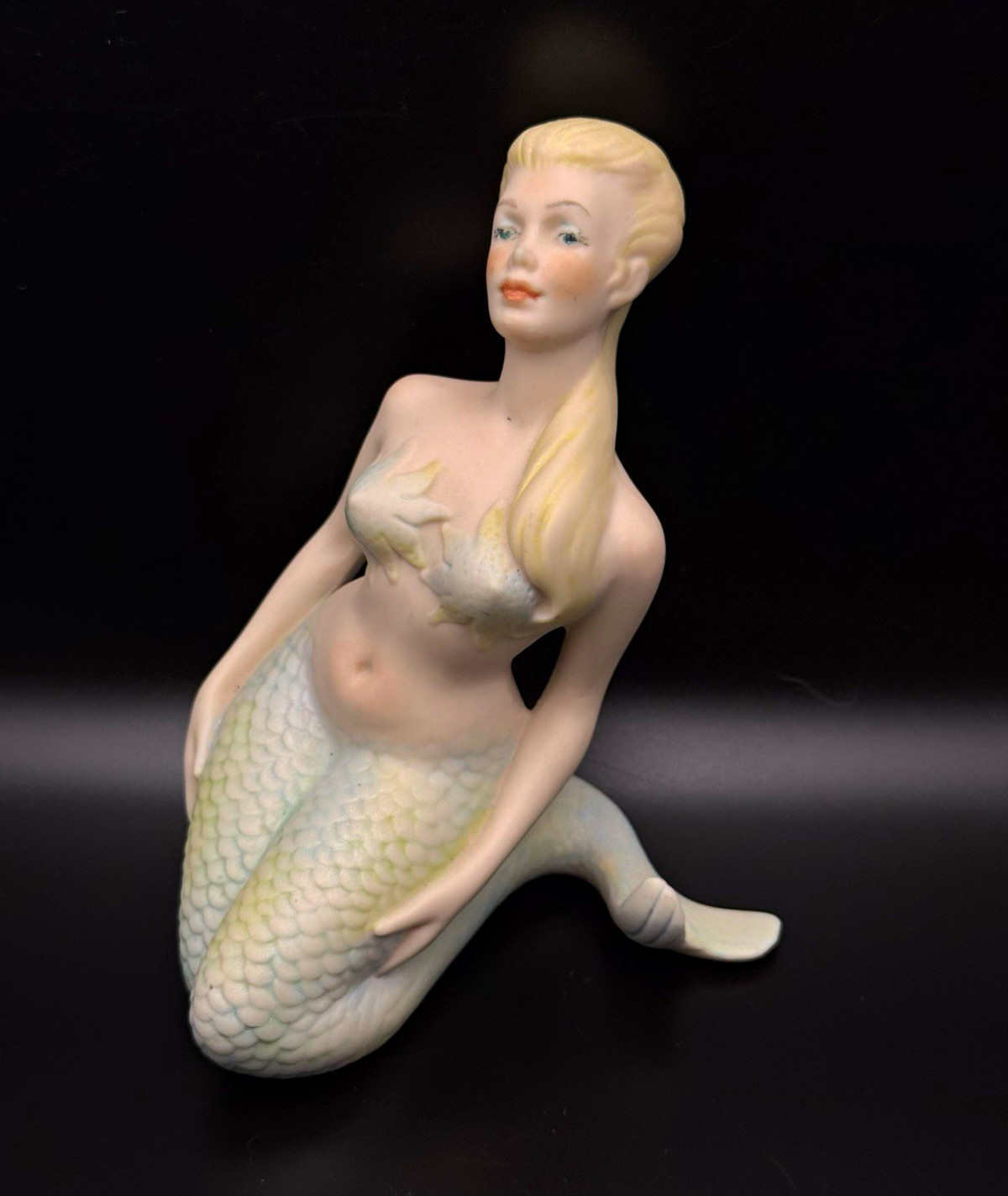 Vintage 1979 Hand Painted Ceramic Mermaid Figurine Signed B Forsythe  Fantasy 5”