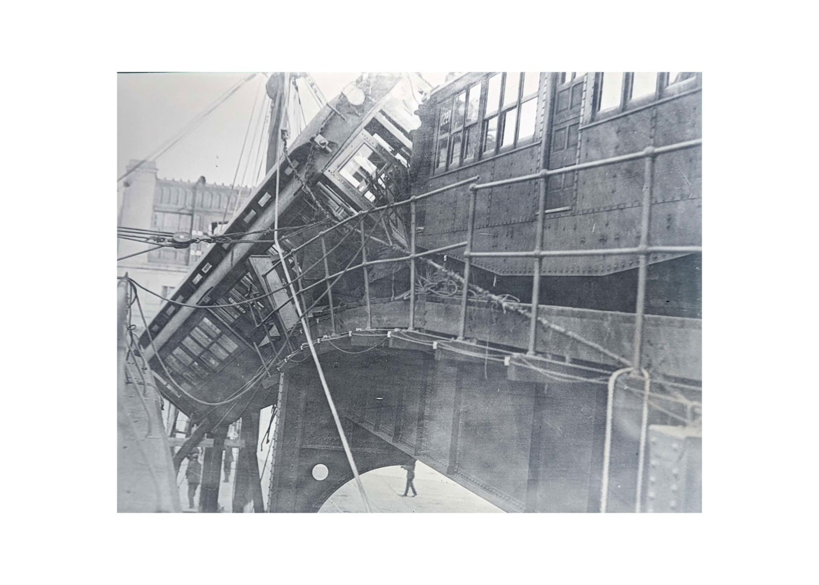 1920s Boston Elevated Railway Train Wreck Forest Hills MA Glass Negative OOAK