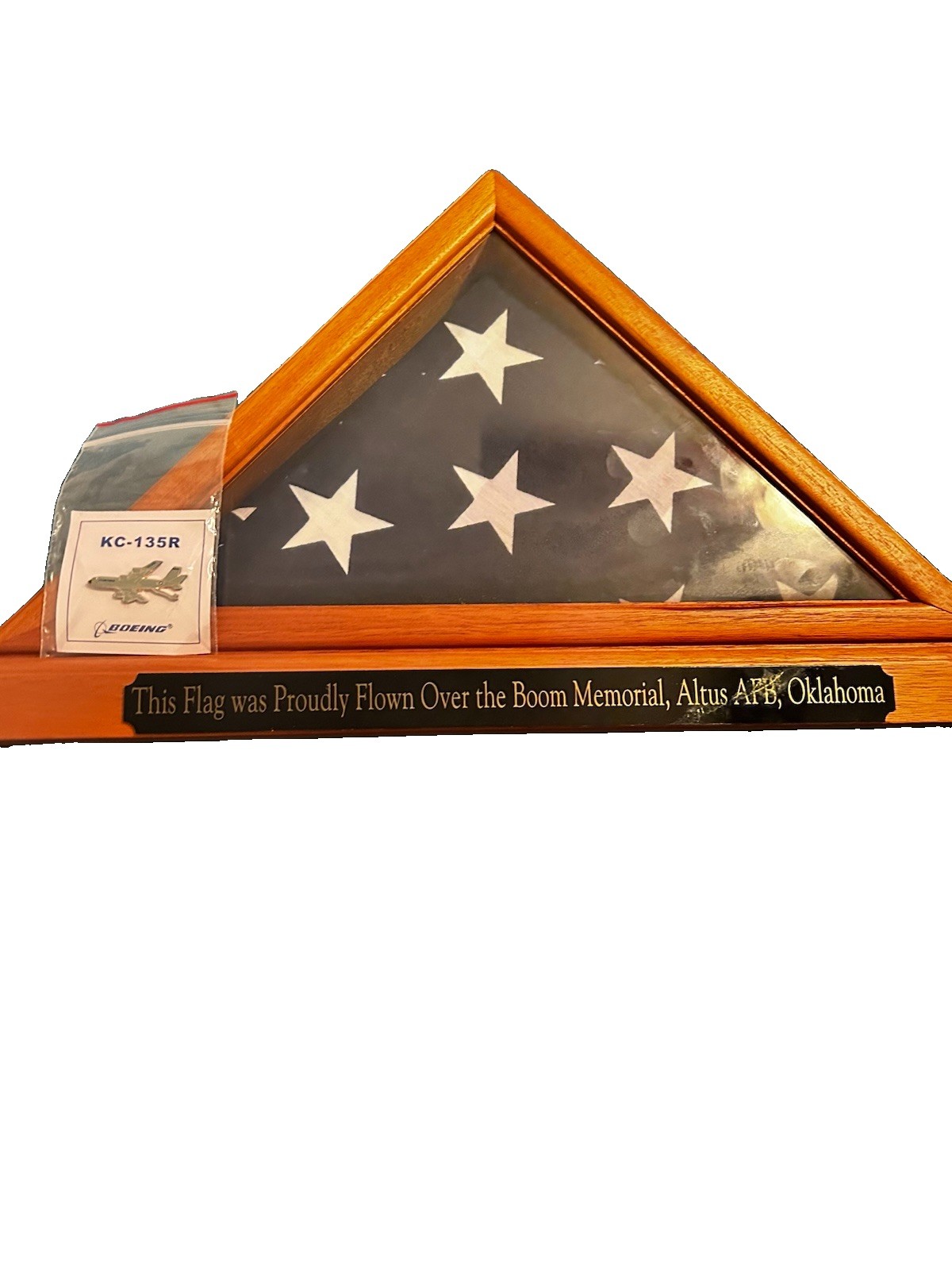 USAF Flag Flown Over Boom Memorial Altus AFB Oklahoma 2005 + KC-135R Pin