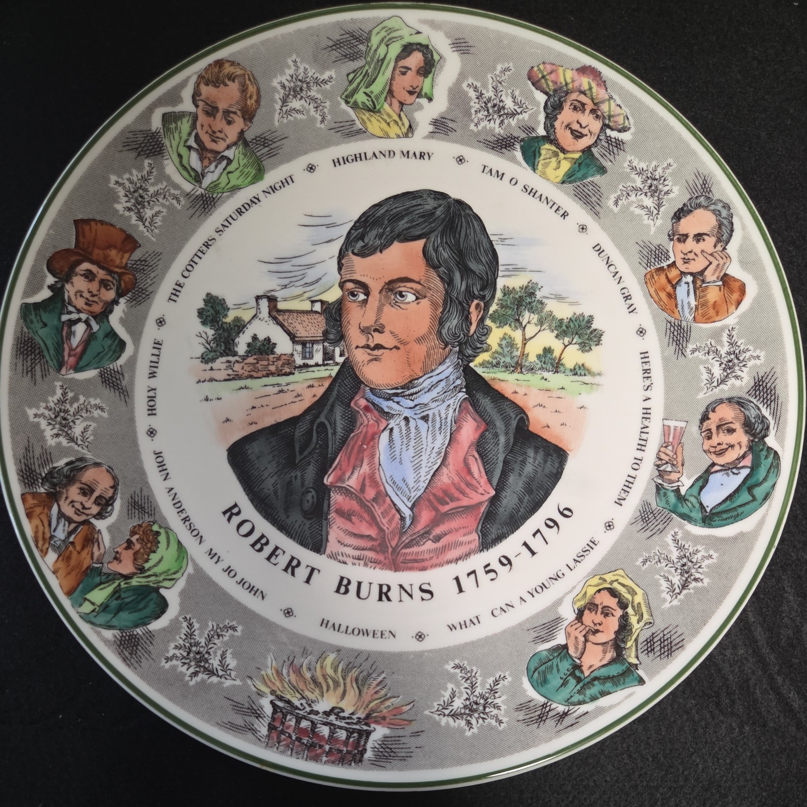 Vintage Royal Doulton Robert Burns display plate, transfer ware, VGcond