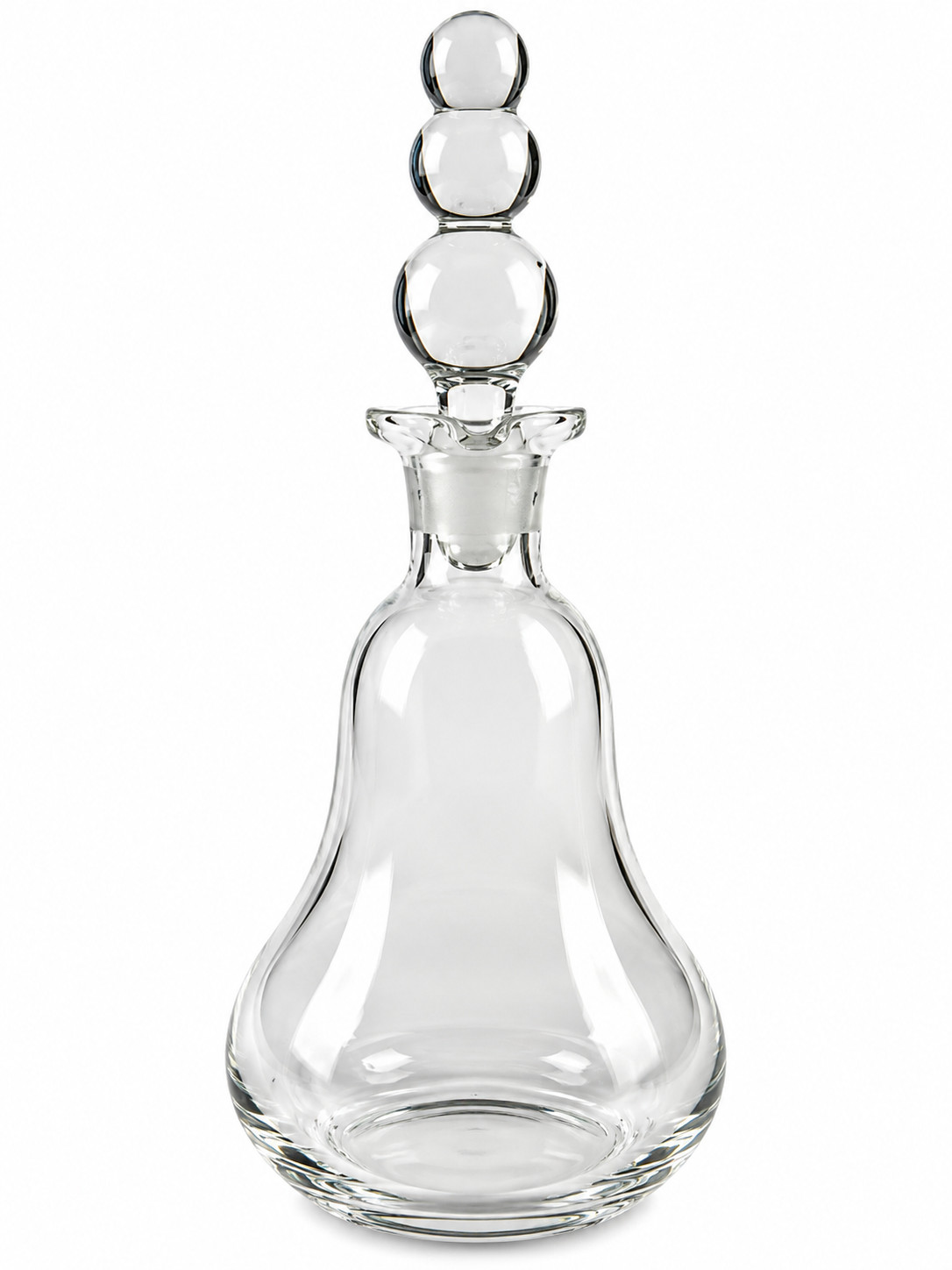 Perfume bottle Art glass VTG vanity decanter triple ball stopper MCM flare lip