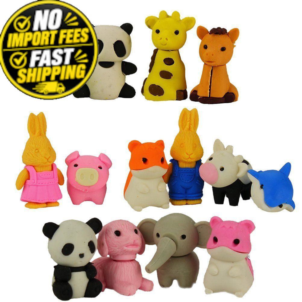 Iwako Japanese Puzzle Take Apart Erasers Zoo Animals Set 1-Pack, Multicolor